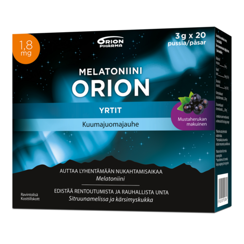 Melatoniini Orion 1,8 mg Yrtit kuumajuomajauhe 20 kpl