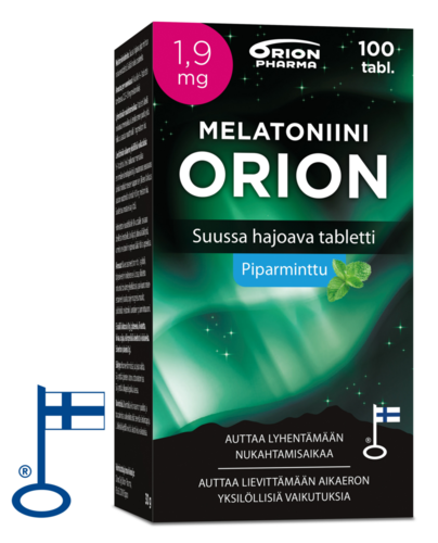 Melatoniini Orion 1,9 mg piparminttu suussa hajoava tabletti 100 kpl